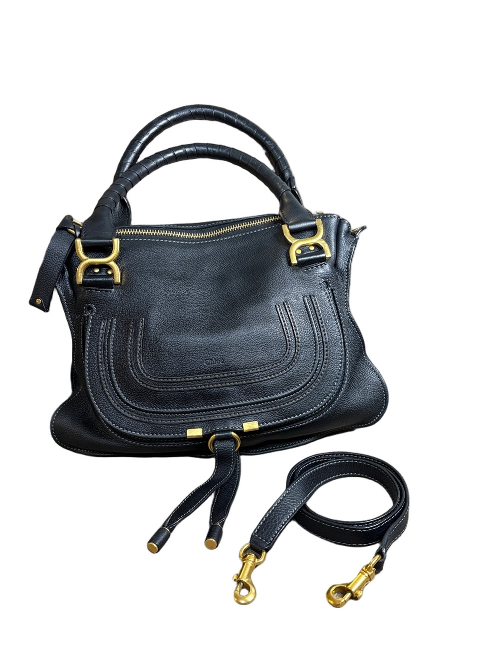 Chloé Marcie Black Leather Satchel - Picture 3 of 15